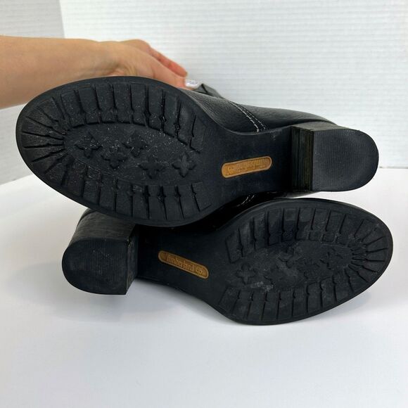 Timberland Rudston Heeled Boots Black Knee High Pull On Riding Shoes Leather 8.5 - Picture 7 of 14